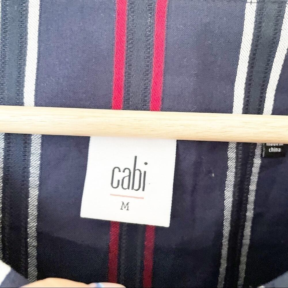 Cabi Striped Flag Blouse Style 5516 Navy Stripe Size Medium - Picture 4 of 8